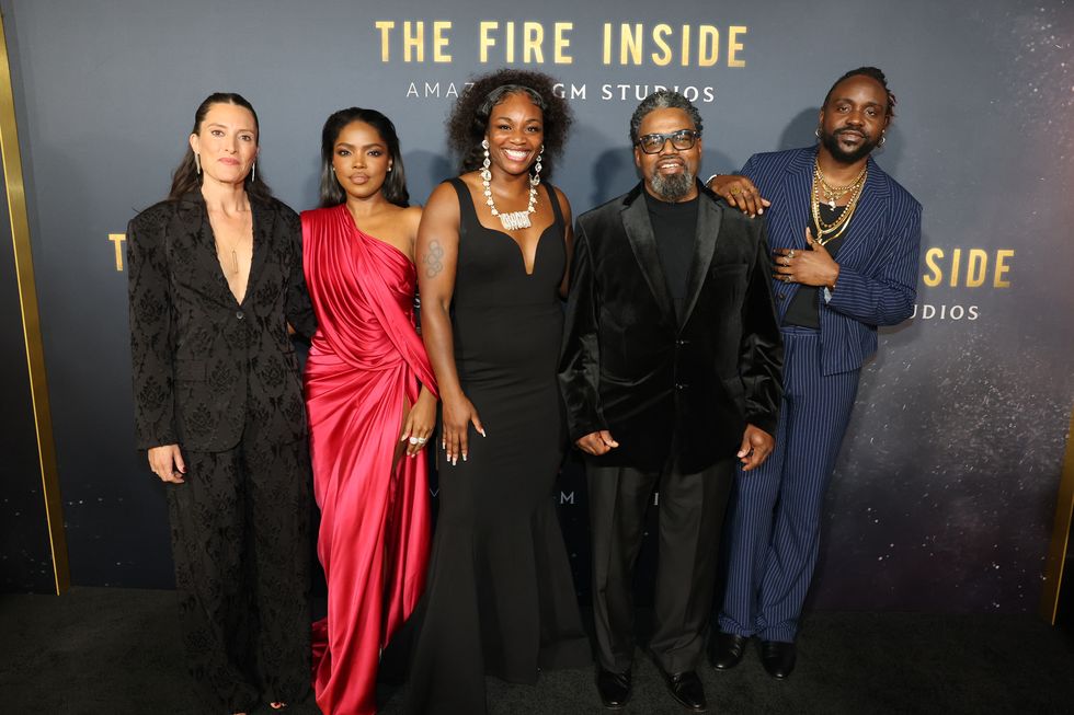 cast of the fire inside at the los angeles premiere including director rachel morrison, ryan destiny, claressa shields, jason crutchfield and brian tyree henry