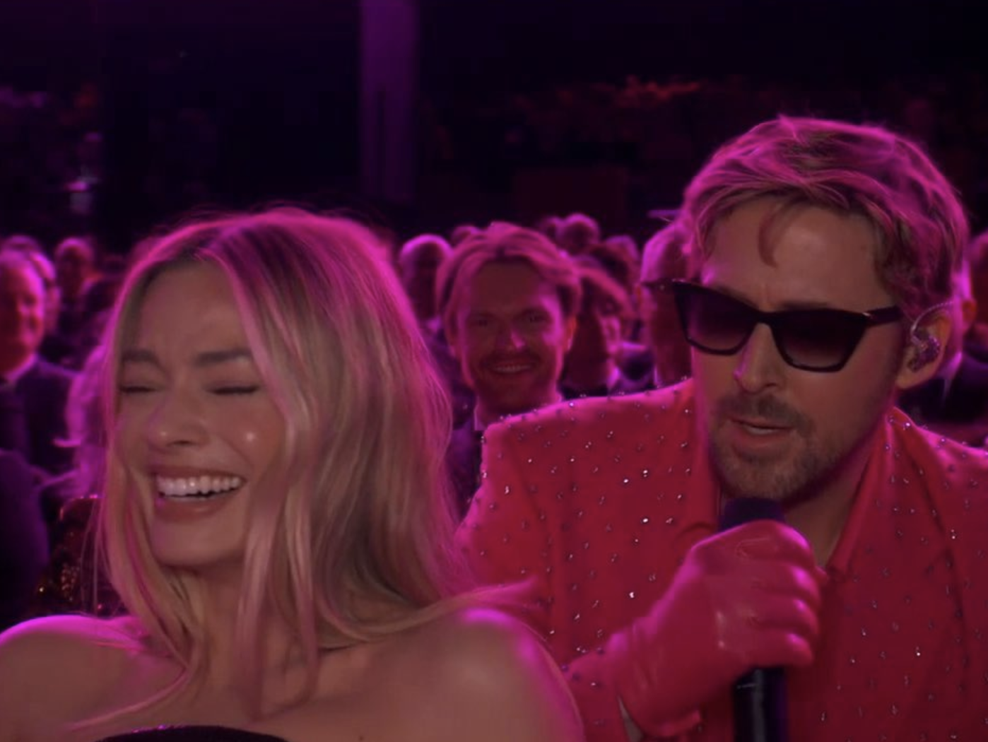 Oscars 2024 Ryan Gosling Margot Robbie And Billie Eilish Laugh At I   Ryan Gosling Oscars 65ee64d50dd1c 