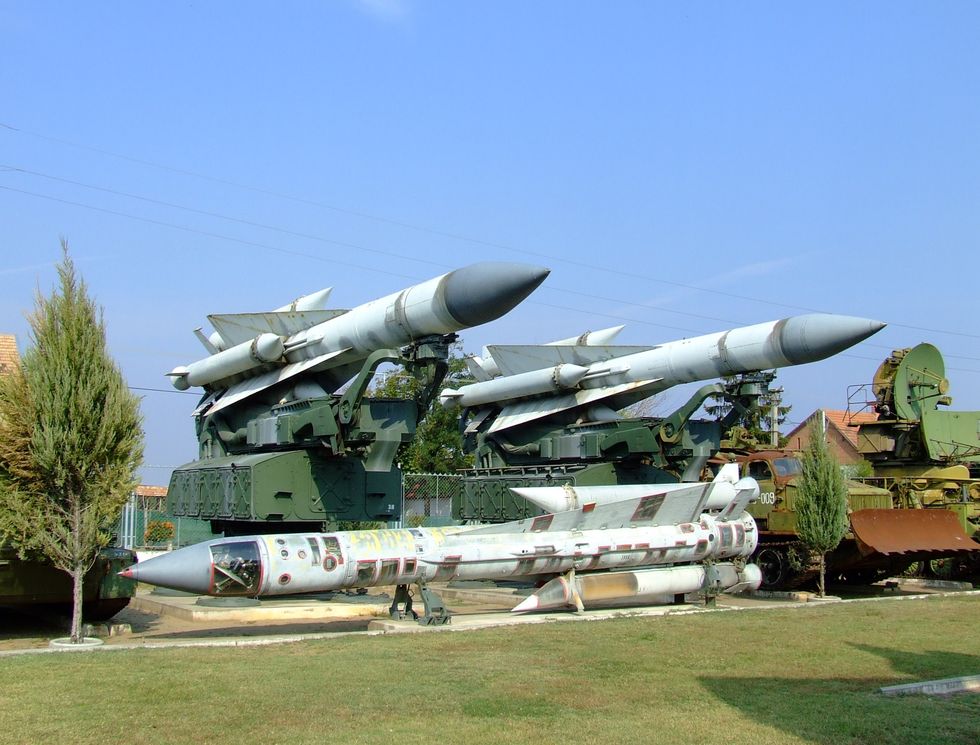 s 200 and v 880 surface to air missiles on display at ketzel park museum in hungary