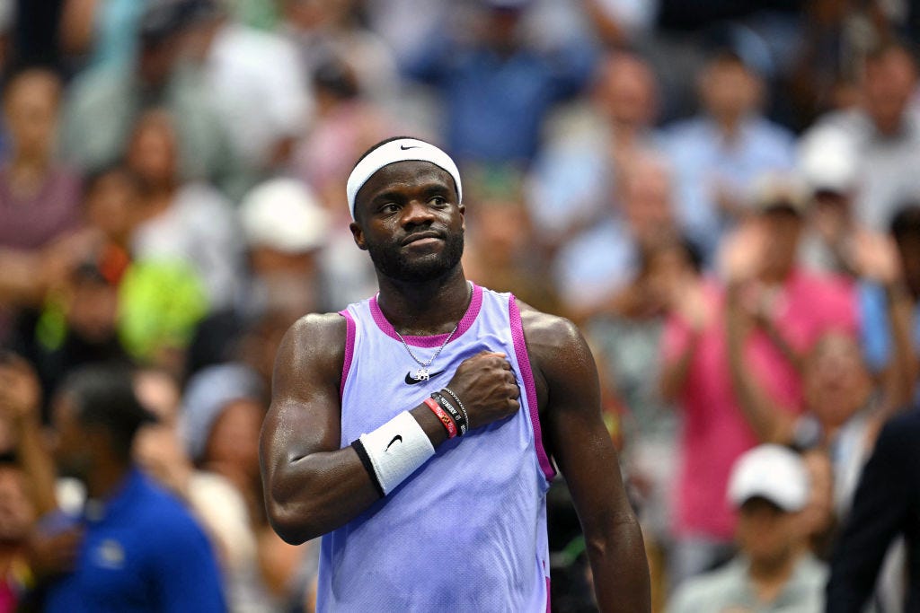 Who is sitting in Frances Tiafoe’s player box?