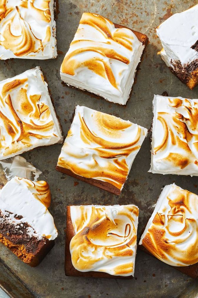 smores brownies with toasted meringue on top