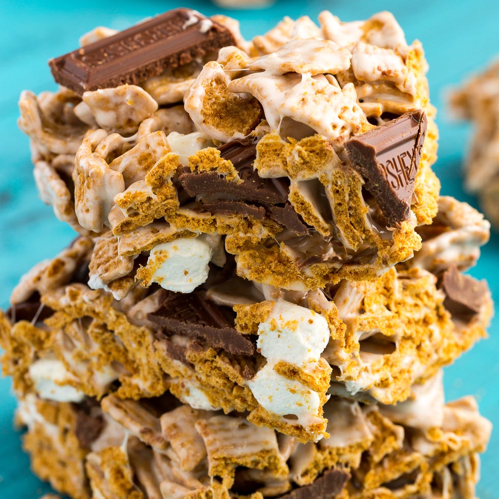 cereal, chocolate, and marshmallows in a dessert bar