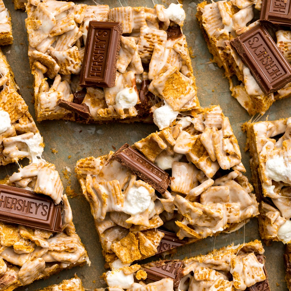 cereal, chocolate, and marshmallows in a dessert bar