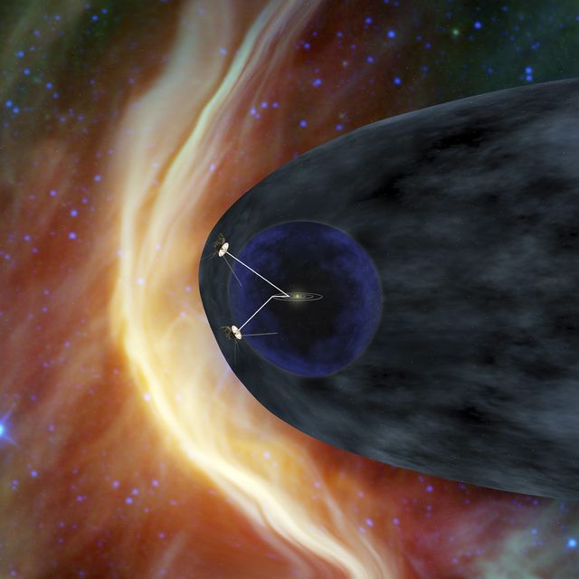 nasa's two voyager spacecraft exploring a turbulent region of space