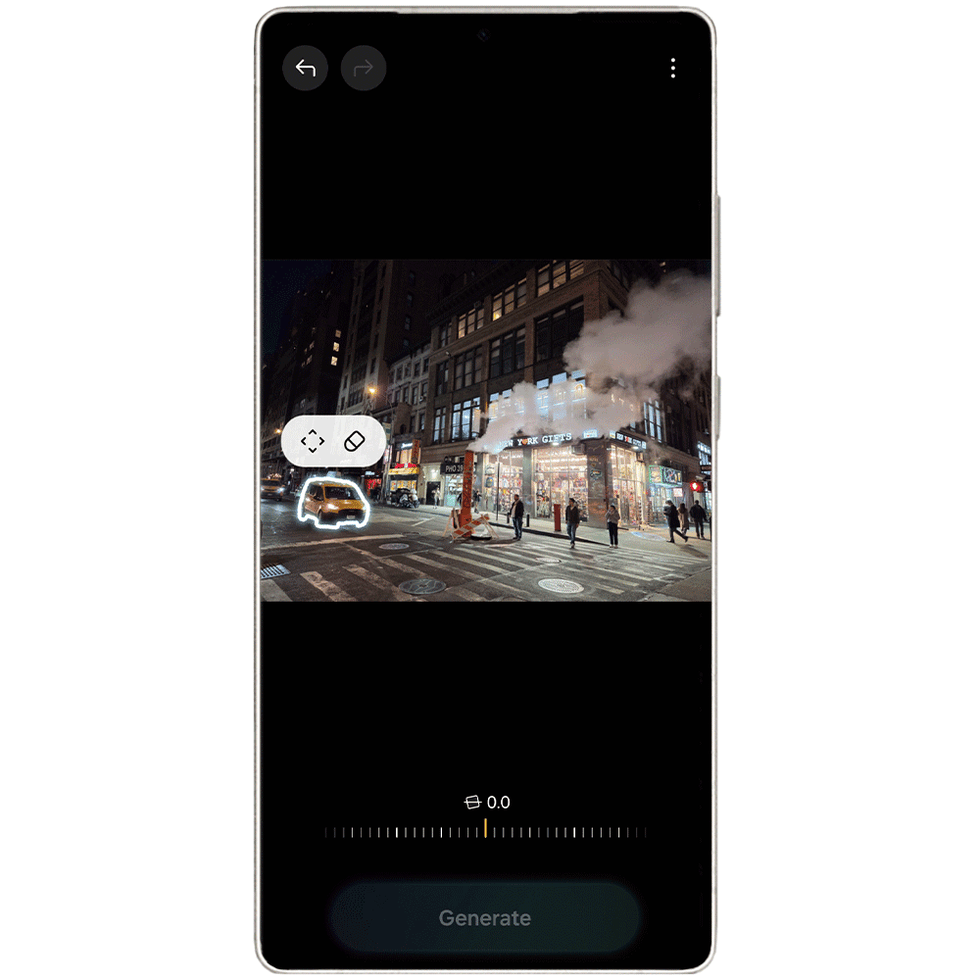 galaxy s25 ai removing a taxi from a photo