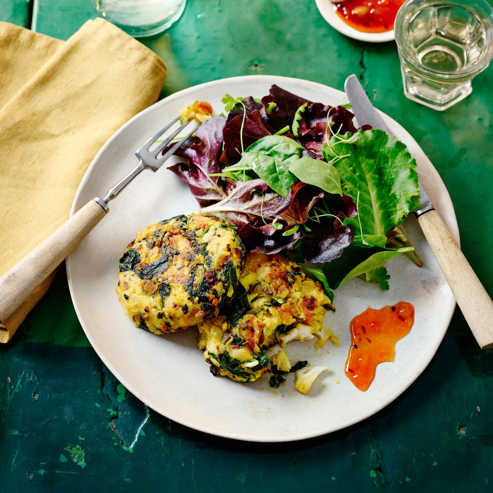 cod and saag aloo fish cakes