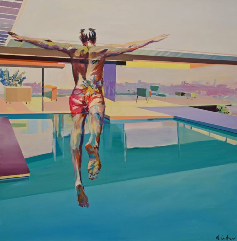 a person diving into a pool
