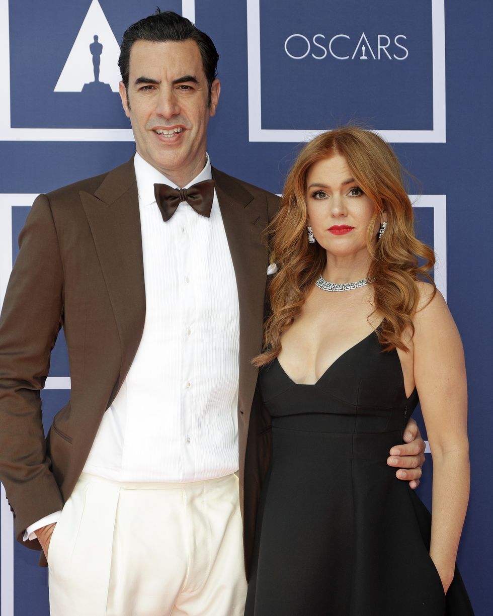 93rd annual academy awards   arrivals  sacha baron cohen and isla fisher
