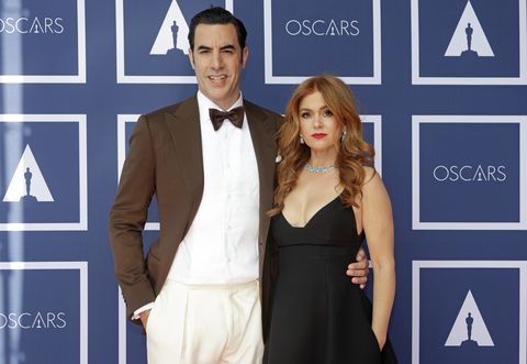 93rd annual academy awards   arrivals  sacha baron cohen and isla fisher