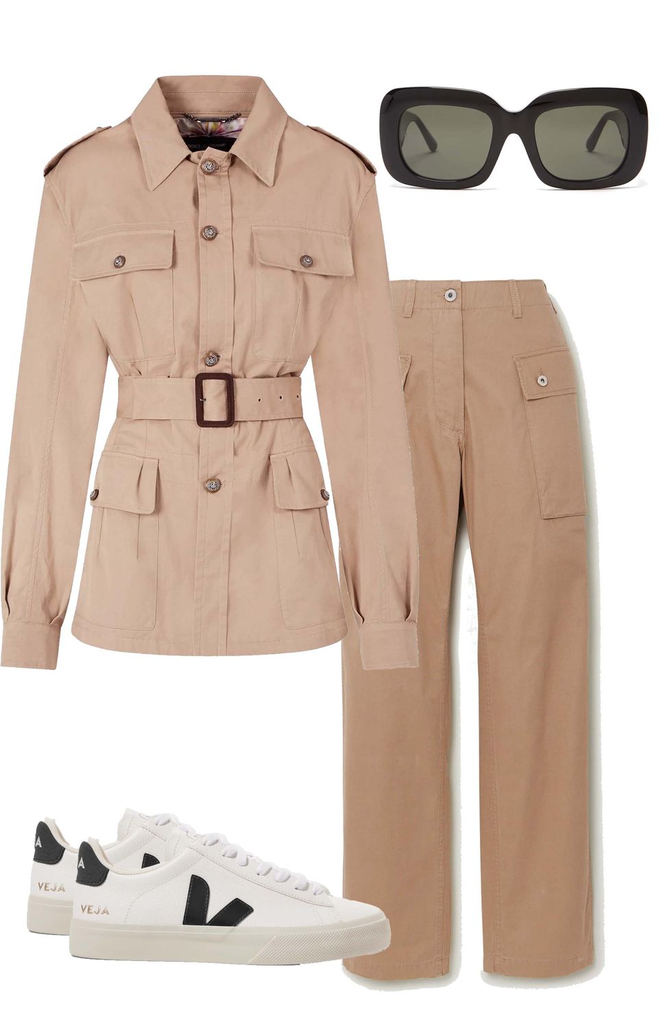 Dolce & Gabbana Girls Mini Me Beige Safari Jacket Crop Pants