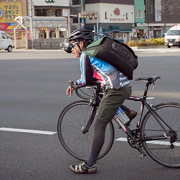 An urban cyclist in Japan