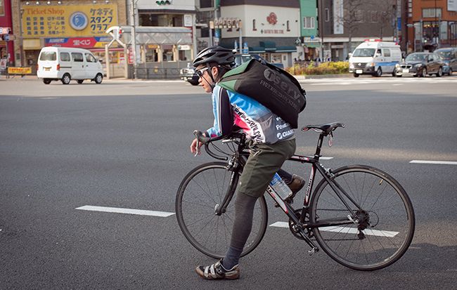 An urban cyclist in Japan