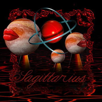 the word sagittarius under a group of planets