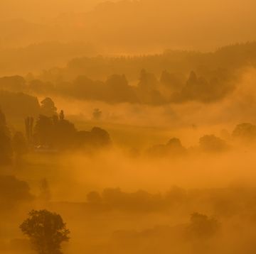 llandogo, monmouthshire misty sunrise over the wye valley near llandogo, monmouthshire
