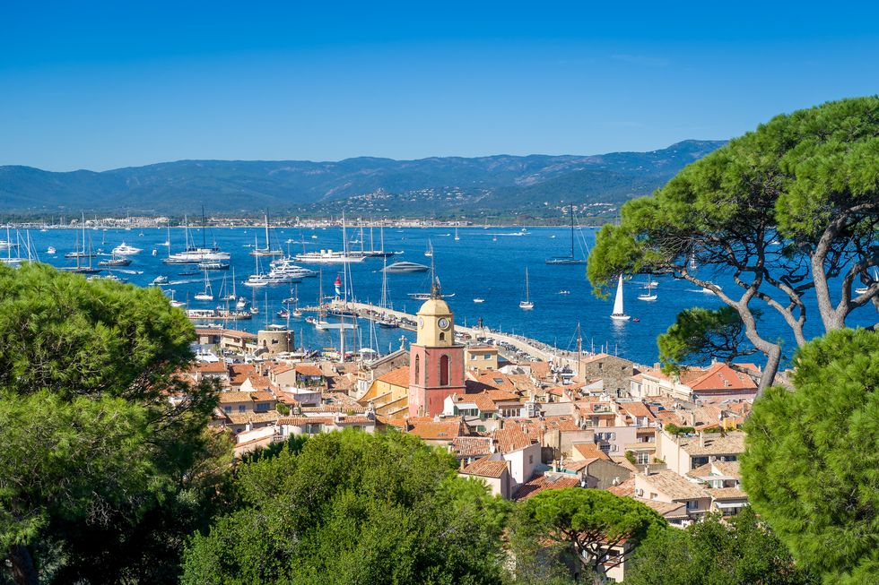 saint tropez old town and yacht marina view from fortress on the hill