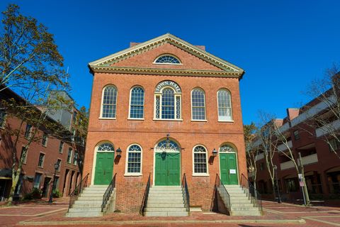 salem,massachusetts, usa  september 14, 2016 old salem town hall which is now home to the salem museum  a perfect example of federal style built in 1816  it sits in derby square and has historical associations with a prominent 18th and 19th century salem family  in 1930âs it was destine for demolition only to be saved by samuel mcintire, a local well know architect and woodcarver  it has been partially restored in 1970âs