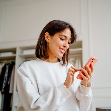 woman sending message