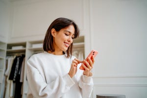 woman sending message