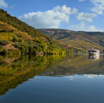 saling on the douro inera the pinhao village situated in portugal