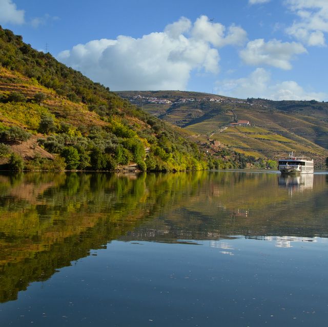saling on the douro inera the pinhao village situated in portugal