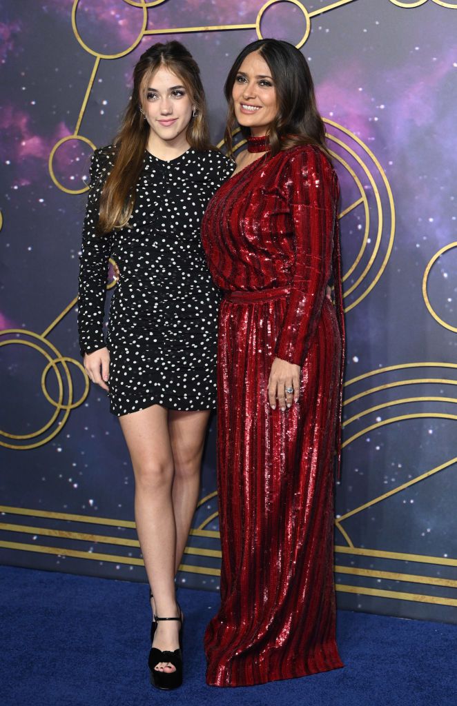 See Salma Hayek Walk 2023 Oscars Red Carpet With Daughter