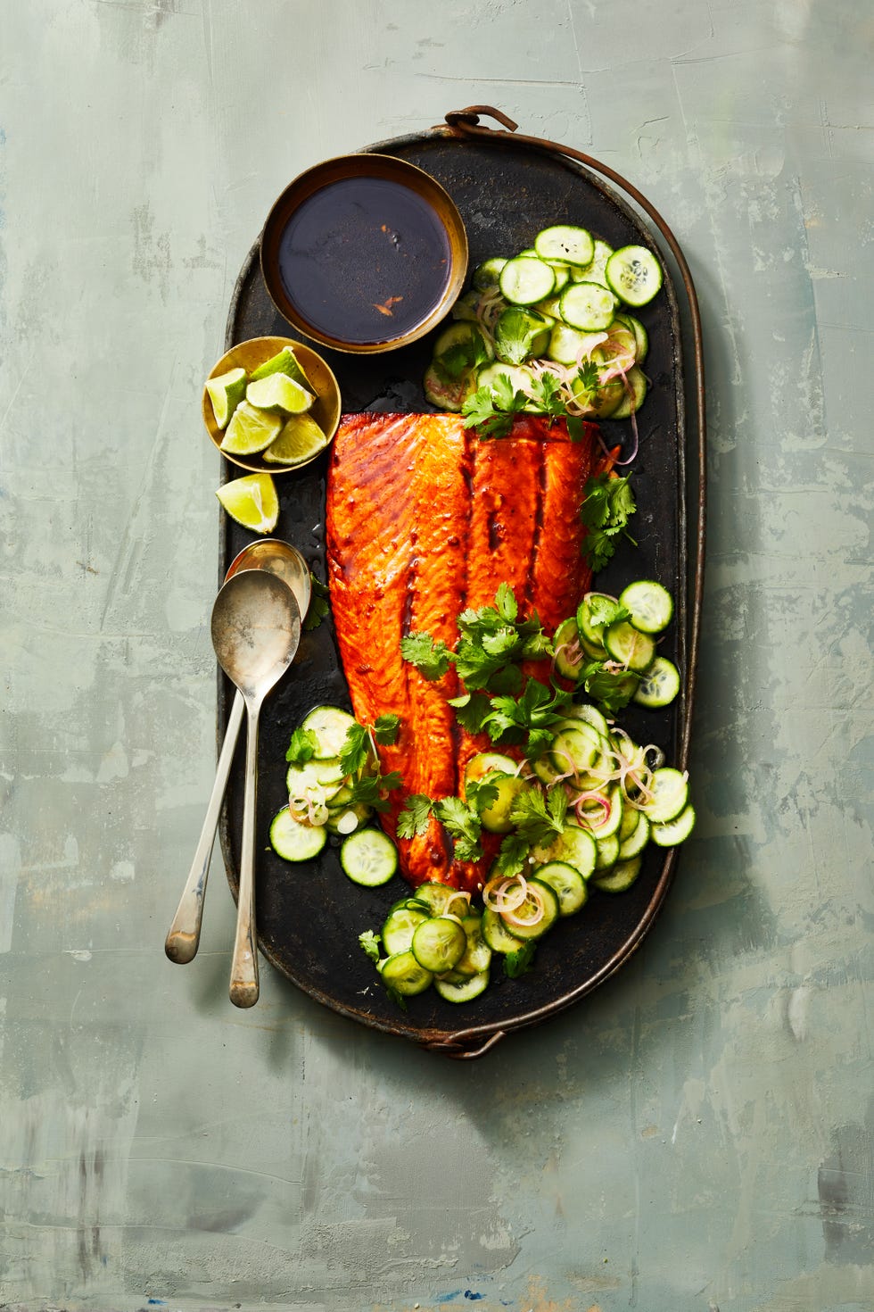 honey glazed salmon with cucumbers