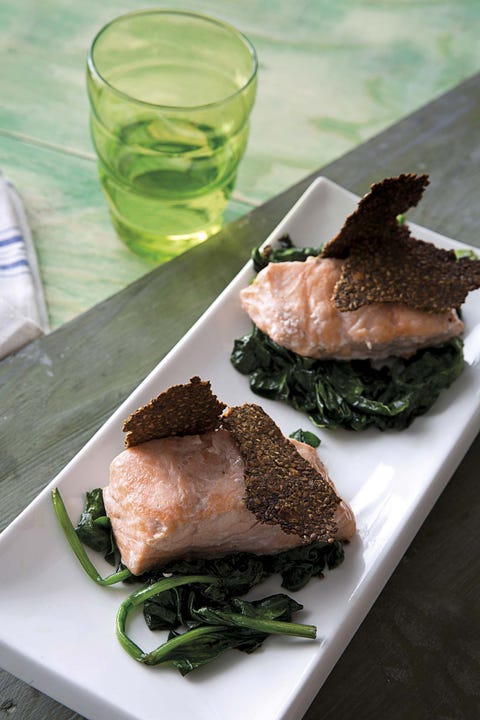 salmón con espinacas