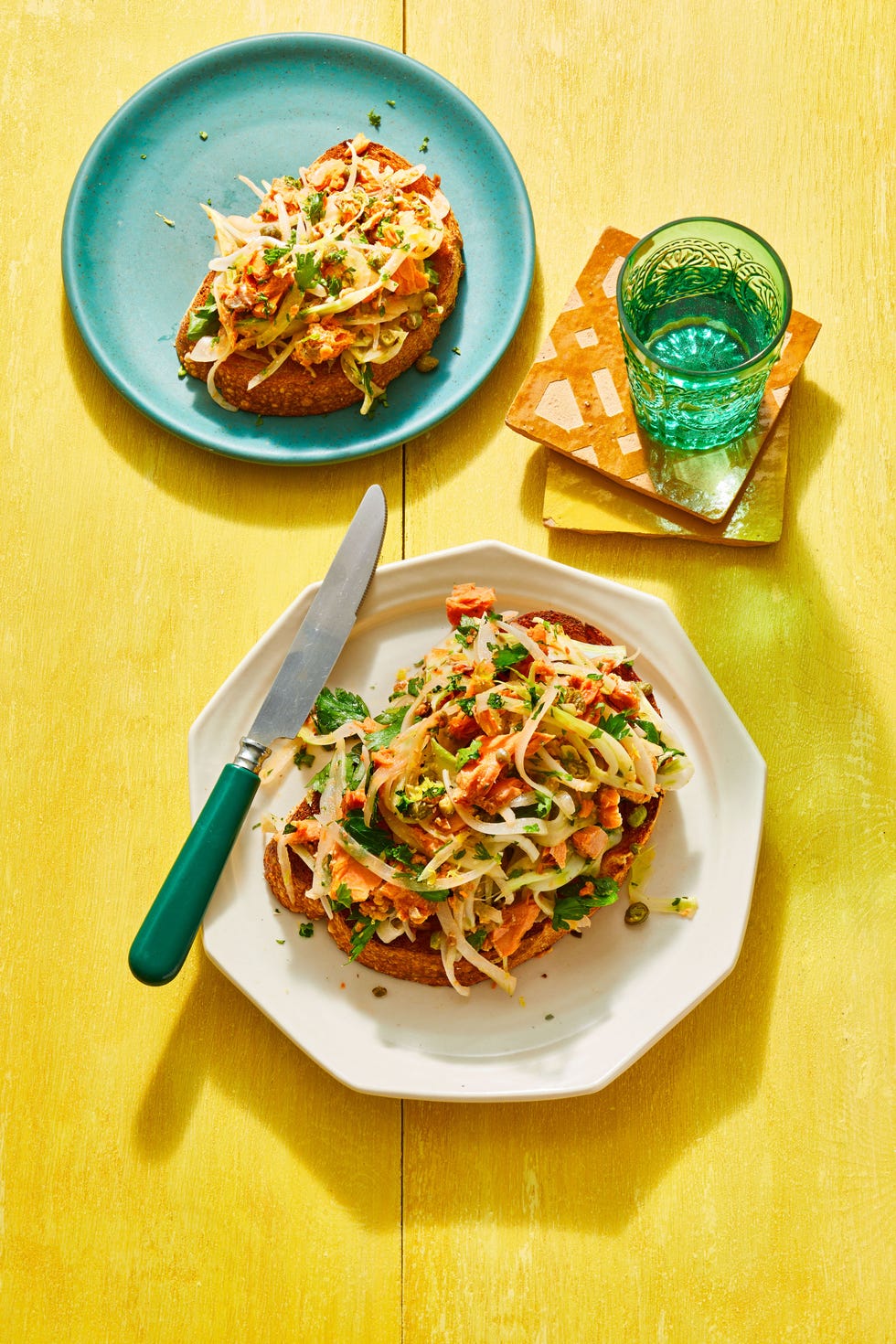 salmon salad over toast