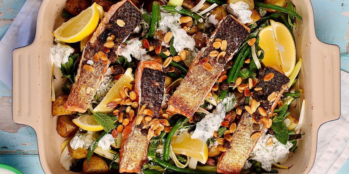 Salmon Traybake With Roasted Coleslaw | Salmon Traybake Recipe