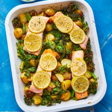 salmon and veg traybake