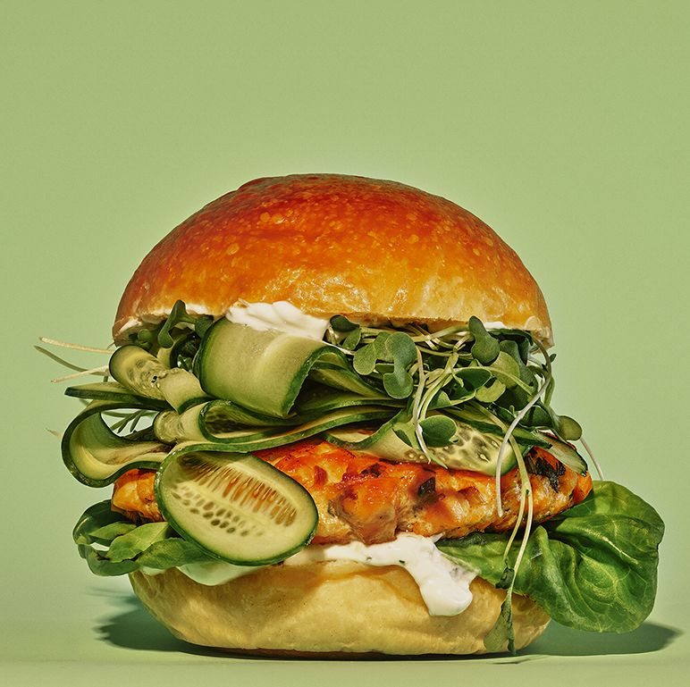 The Best Salmon Burgers with Yogurt Spread - Tatyanas Everyday Food