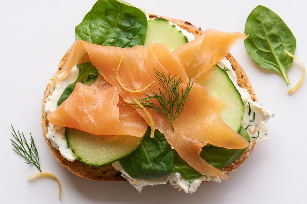 Food, Dish, Cuisine, Ingredient, Garnish, Canapé, Smoked salmon, Hors d'oeuvre, Finger food, Produce, 