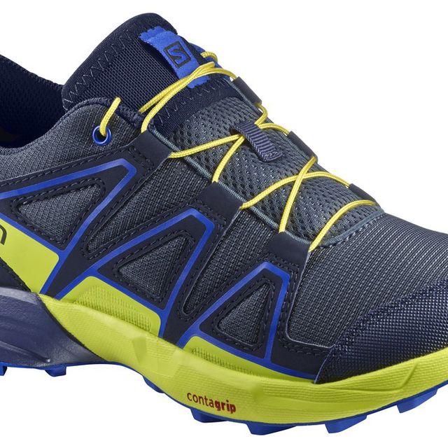 Shoe, Footwear, Running shoe, Outdoor shoe, Athletic shoe, Walking shoe, Blue, Cross training shoe, Yellow, Electric blue, 