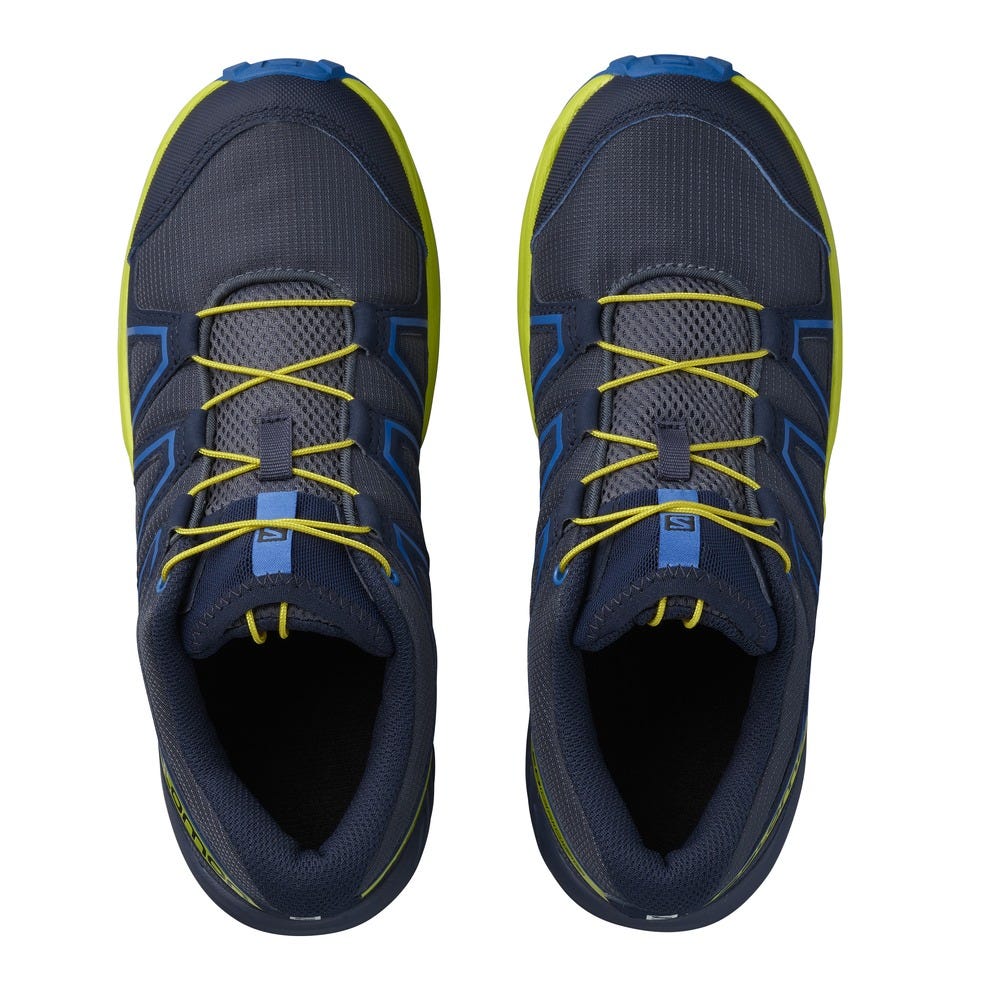 Footwear, Sneakers, Shoe, Blue, Yellow, Outdoor shoe, Nike free, Electric blue, Athletic shoe, Sportswear, 