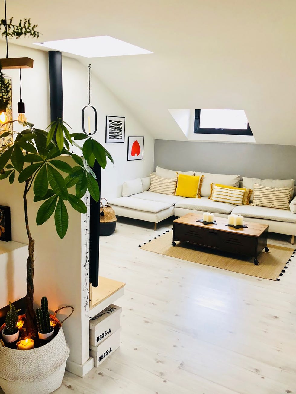 salón abierto con decoración de estilo nórdico
