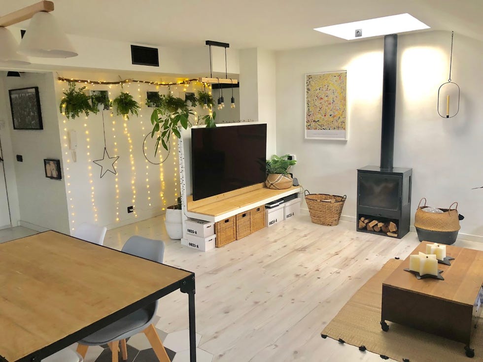 salón abierto con decoración de estilo nórdico