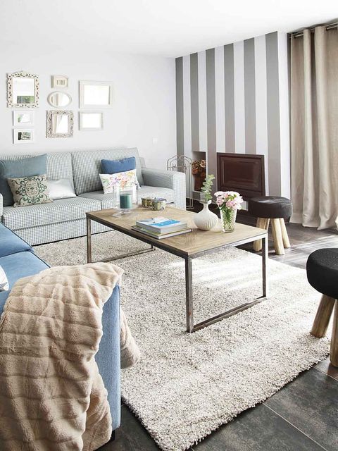 Living room, Furniture, Room, Coffee table, Interior design, Property, Table, Blue, Building, Home, 