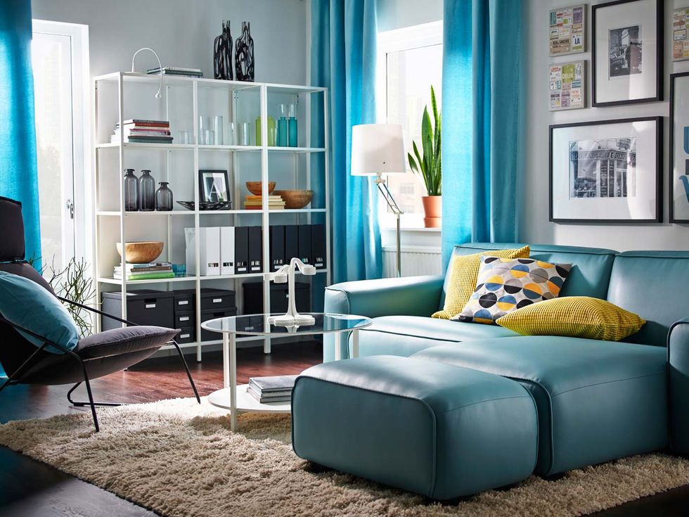 Furniture, Living room, Room, Blue, Turquoise, Couch, Interior design, Teal, studio couch, Bedroom, 