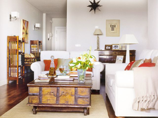 Furniture, Room, Interior design, Living room, Table, Property, Yellow, Floor, Lighting, Home, 