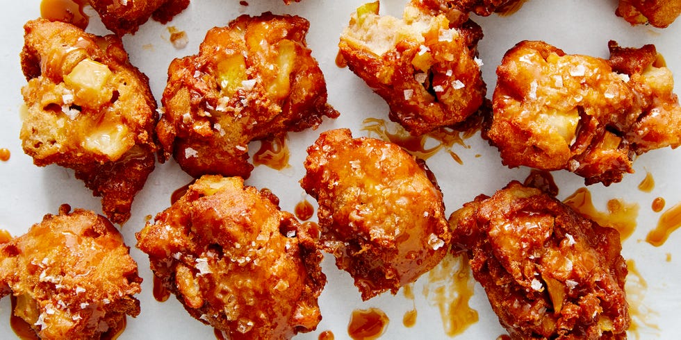 salted caramel pear fritters with bartlett pear cinnamon and oat milk