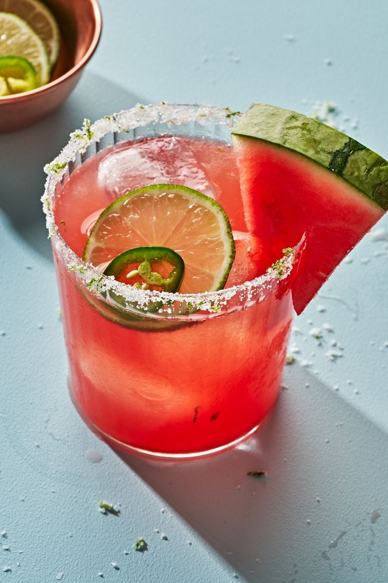 salted spiced watermelon margaritas