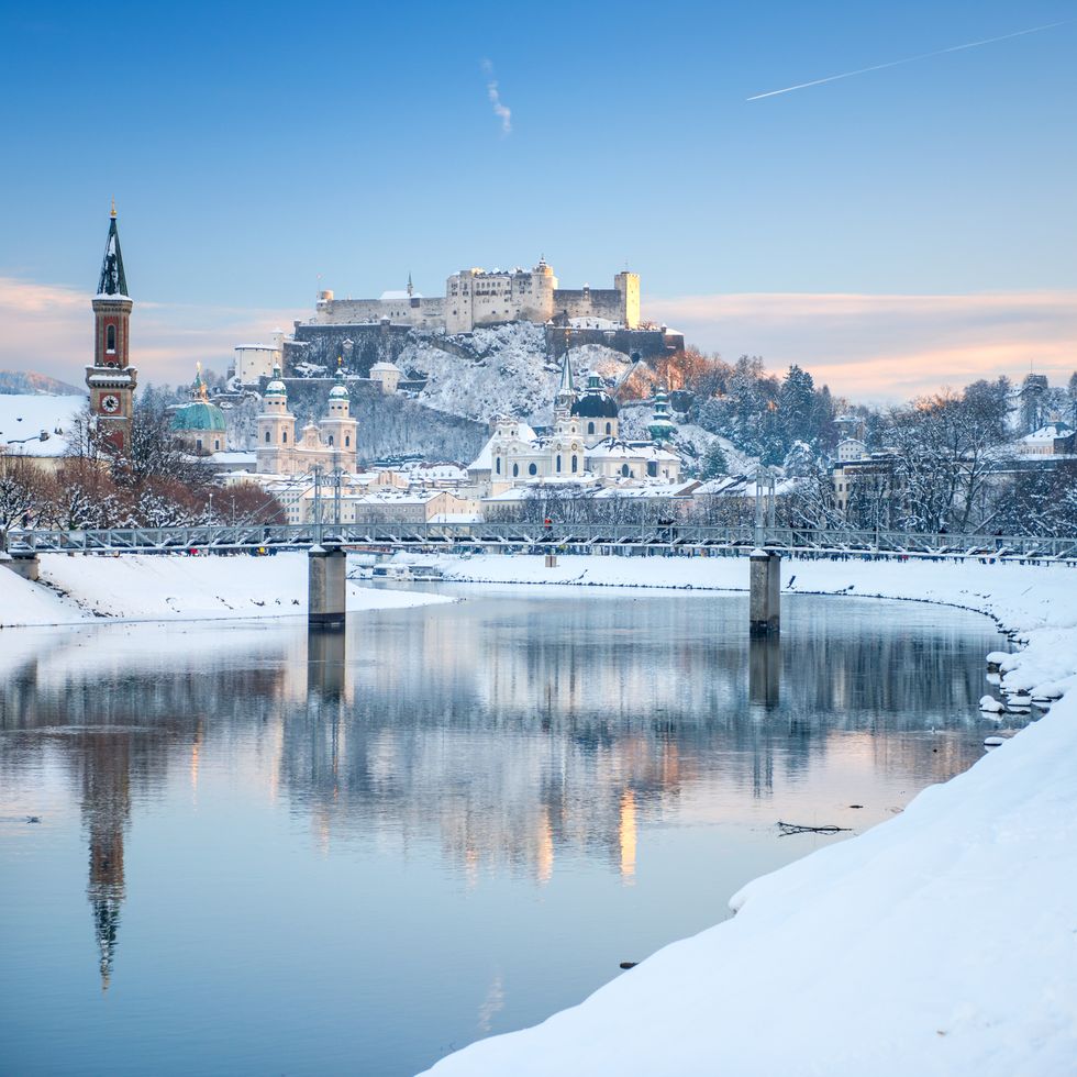 salzburg covered in snow, austria