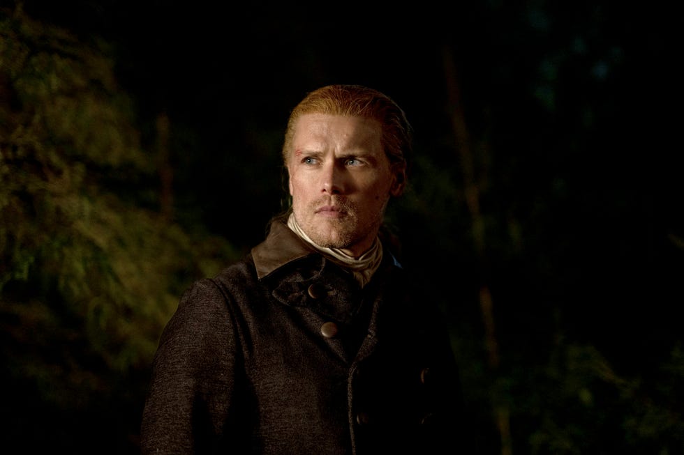sam heughan as jamie fraser, outlander, season 6, episode 8