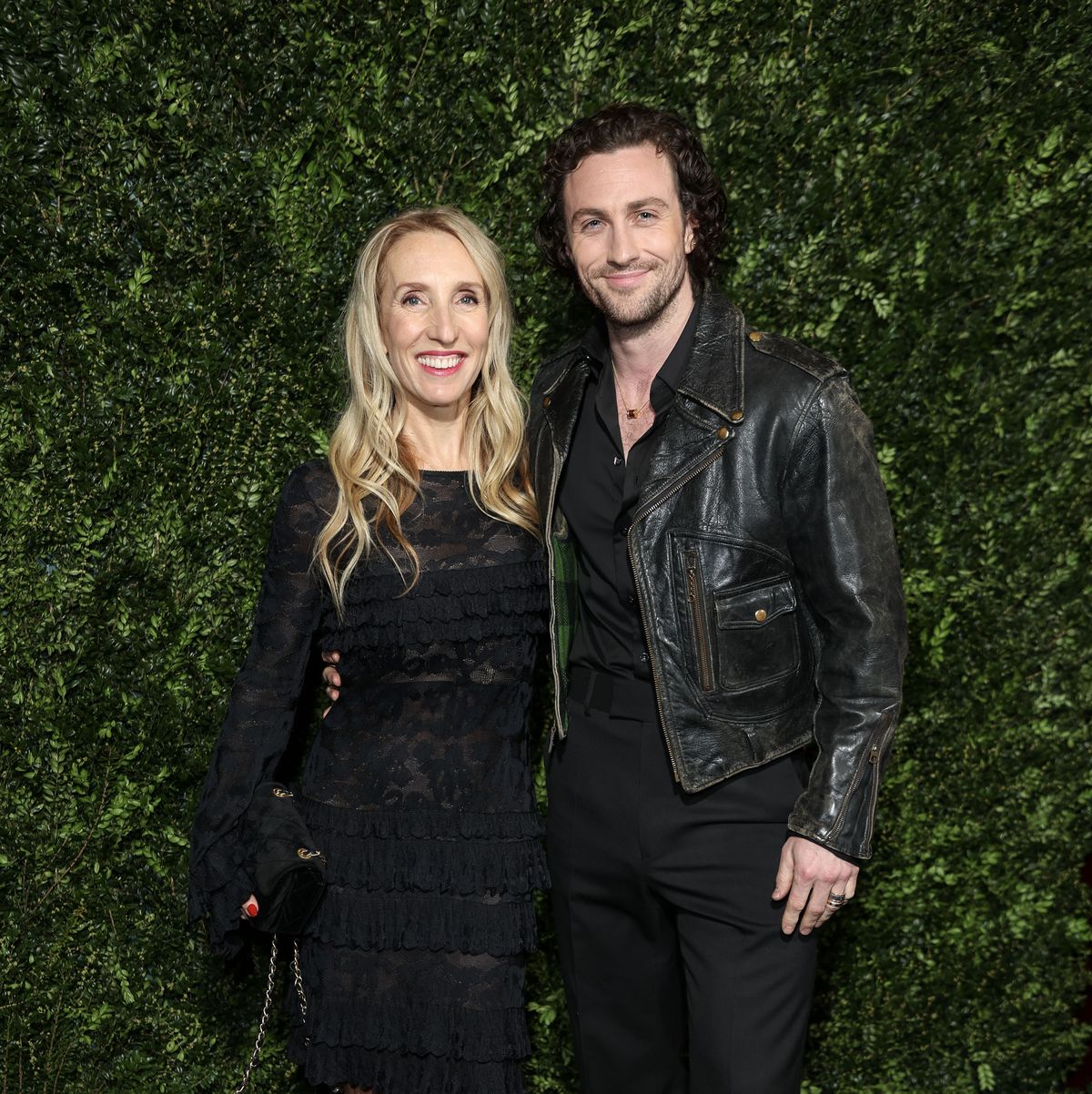 sam taylor johnson and aaron taylor johnson attend pre bafta party and pose for photos