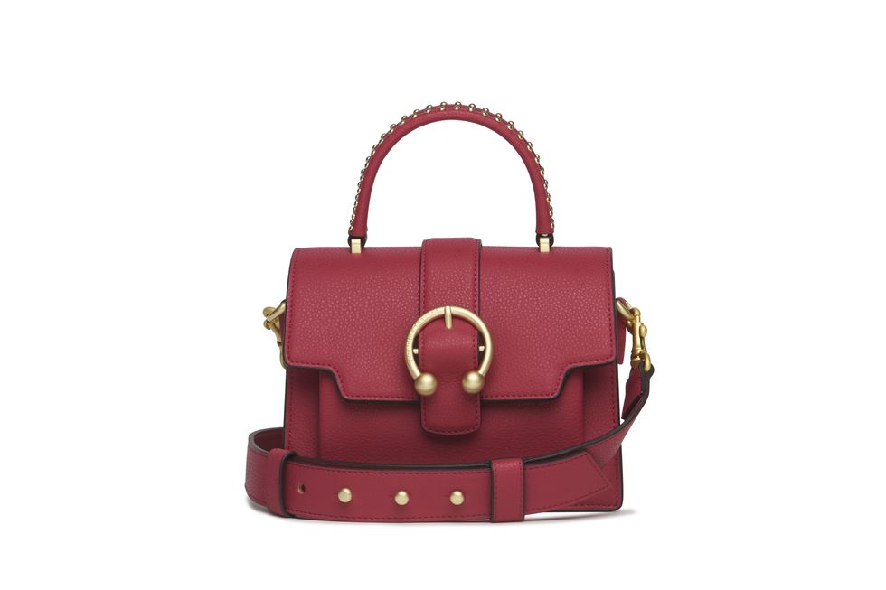 Handbag, Bag, Fashion accessory, Red, Pink, Leather, Shoulder bag, Magenta, Birkin bag, Material property, 