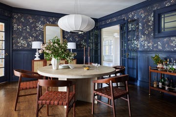 navy dining room, samantha ware designs montclair house tour