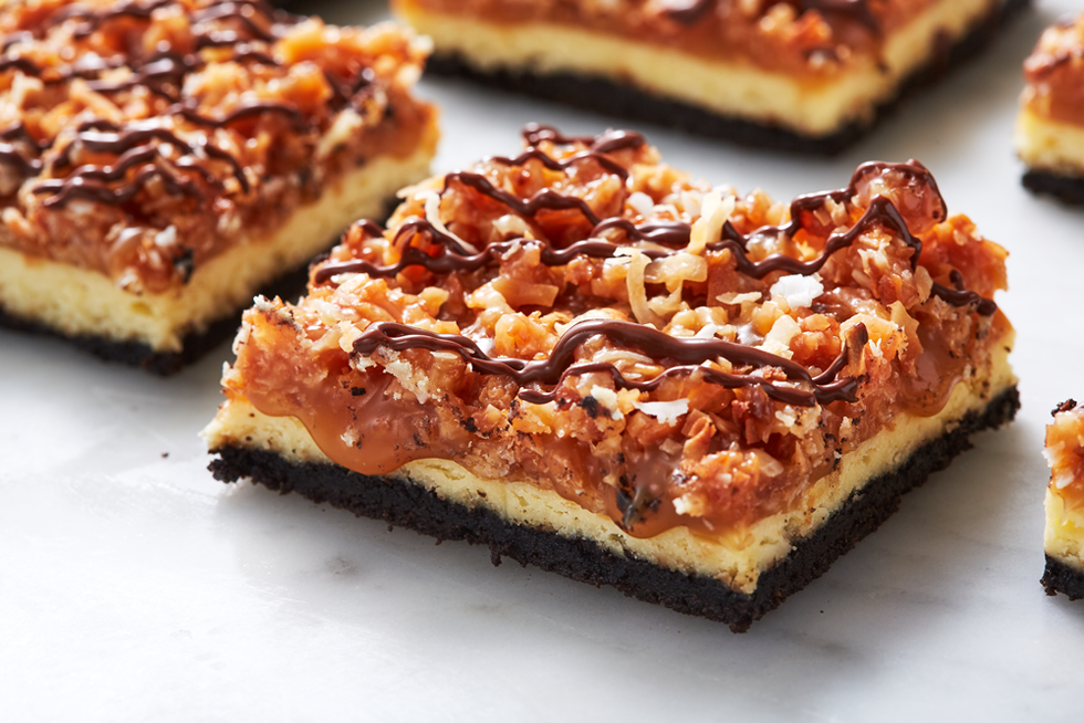 Samoa Cheesecake Bars - Delish.com