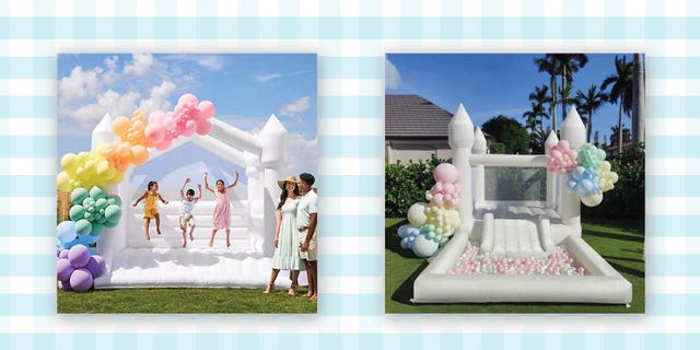 inflatable castle bounce house with balloons