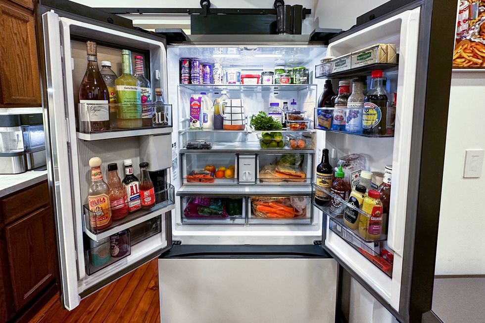 food stocked in samsung bespoke refrigerator