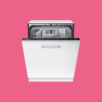 Major appliance, Pink, Product, Kitchen appliance, Home appliance, Dishwasher, Material property, Font, Rectangle, Small appliance, 